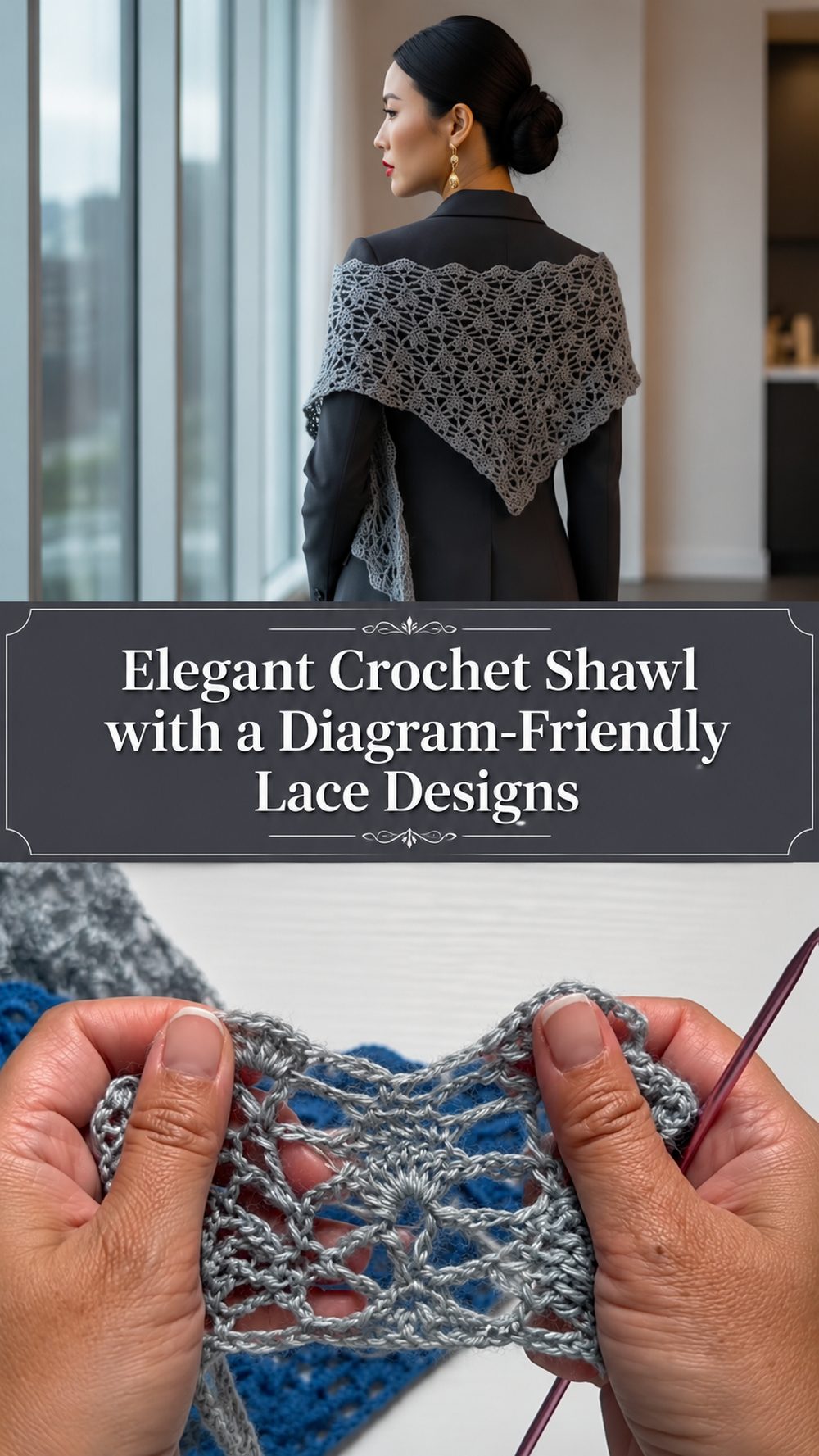 Elegant Crochet Shawl with a Diagram Friendly Lace Design