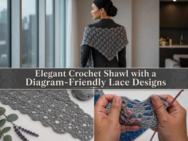 Elegant Crochet Shawl with a Diagram Friendly Lace Design