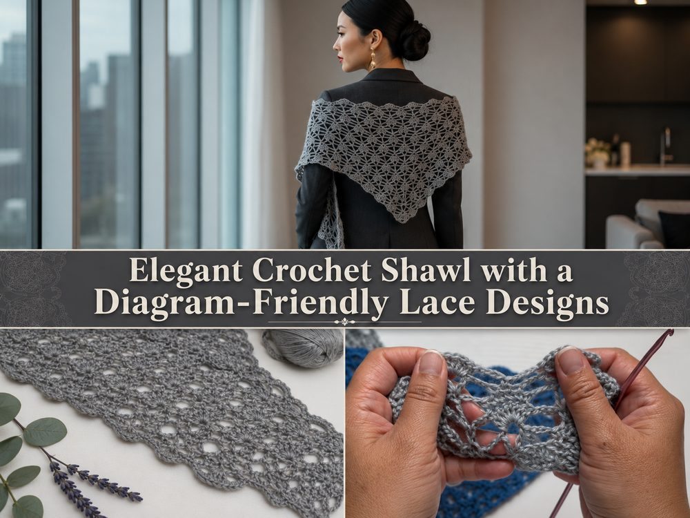 Elegant Crochet Shawl with a Diagram Friendly Lace Design