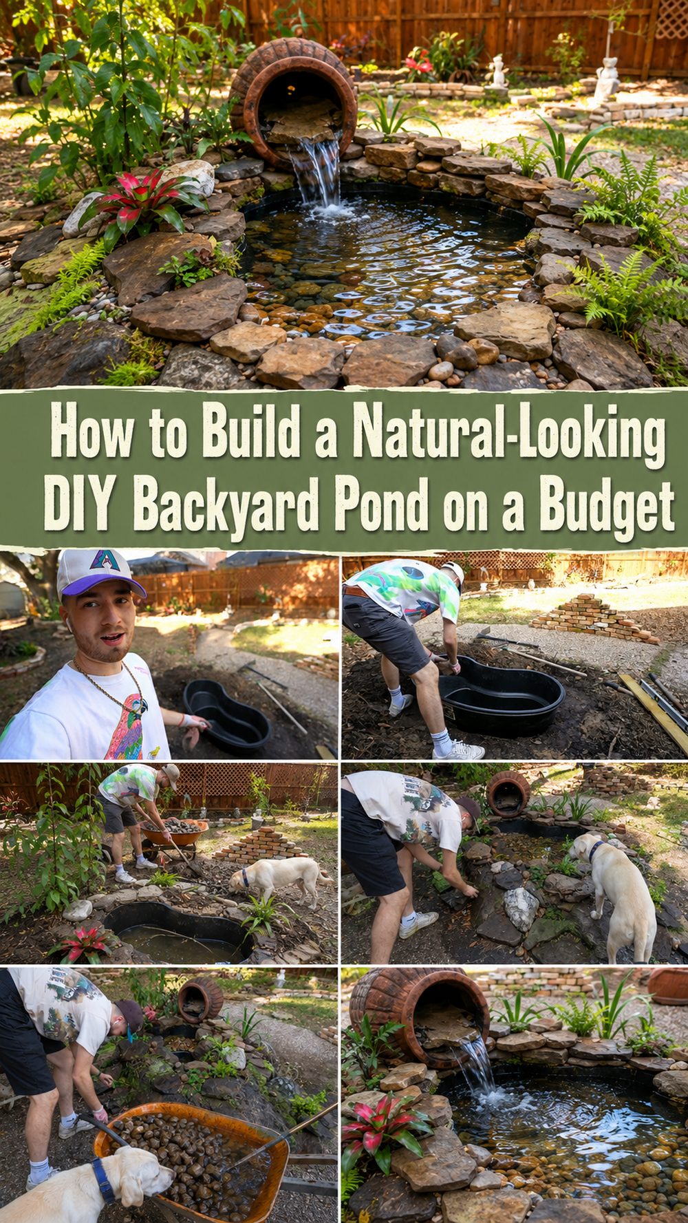 How to Build a Natural Looking DIY Backyard Pond on a Budget