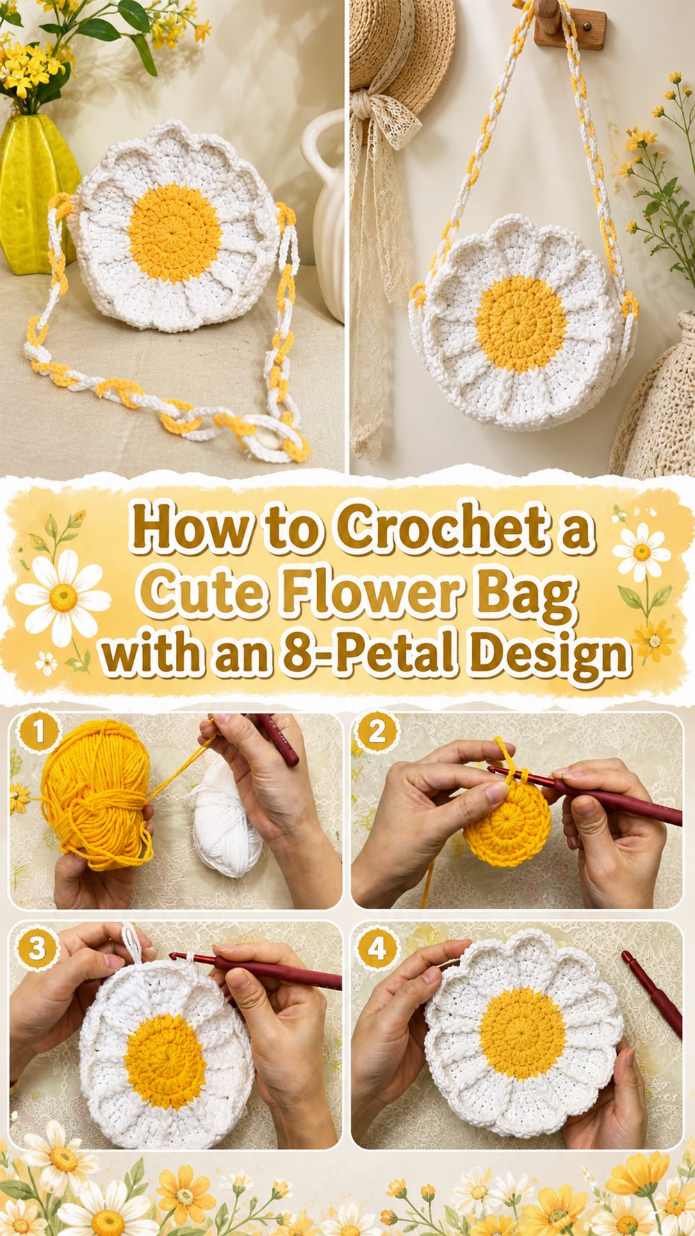 How to Crochet a Cute Flower Bag with an Petal Design