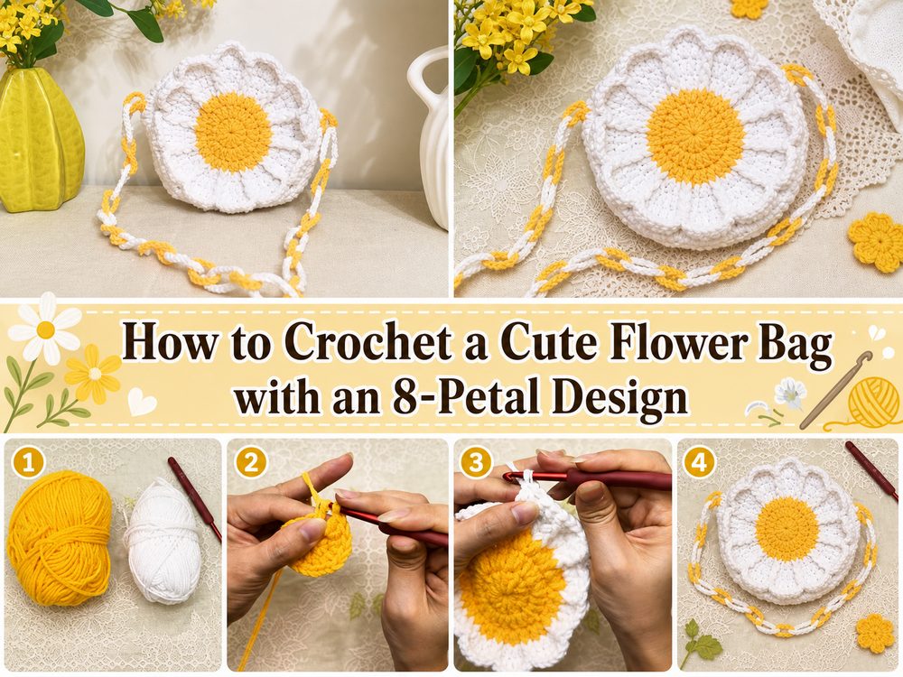 How to Crochet a Cute Flower Bag with an Petal Design