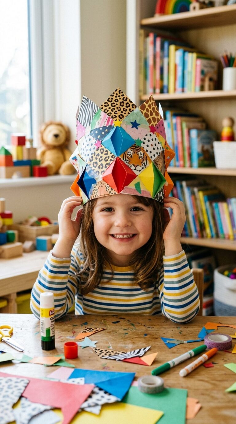 Jungle Print Origami Crown