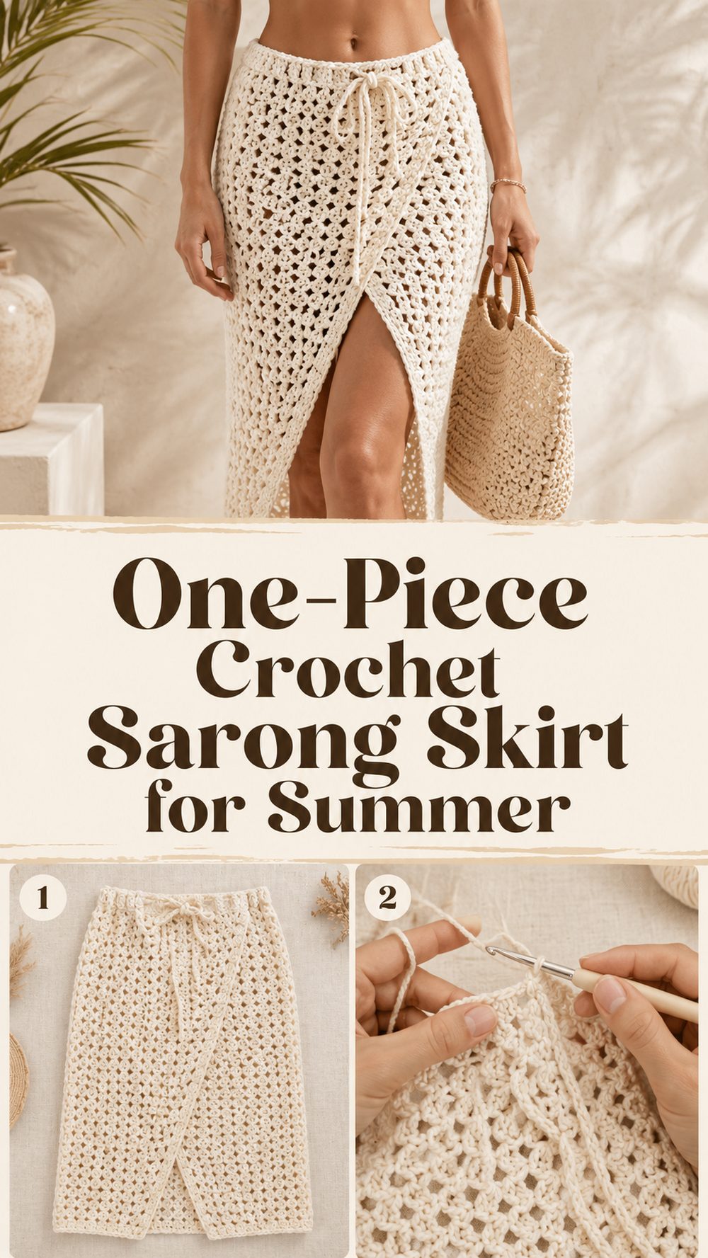 One Piece Crochet Sarong Skirt for Summer