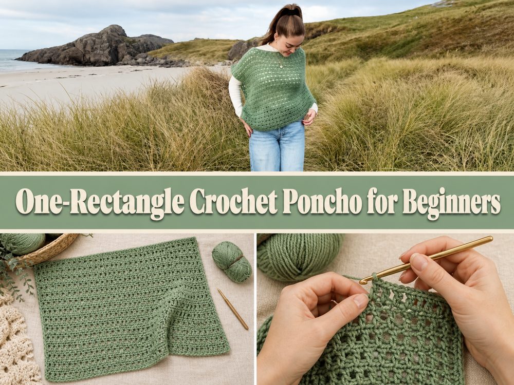 One Rectangle Crochet Poncho for Beginners s