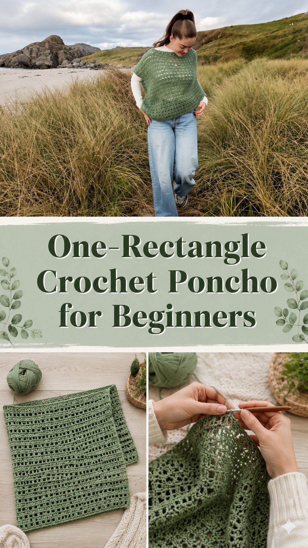 One Rectangle Crochet Poncho for Beginners
