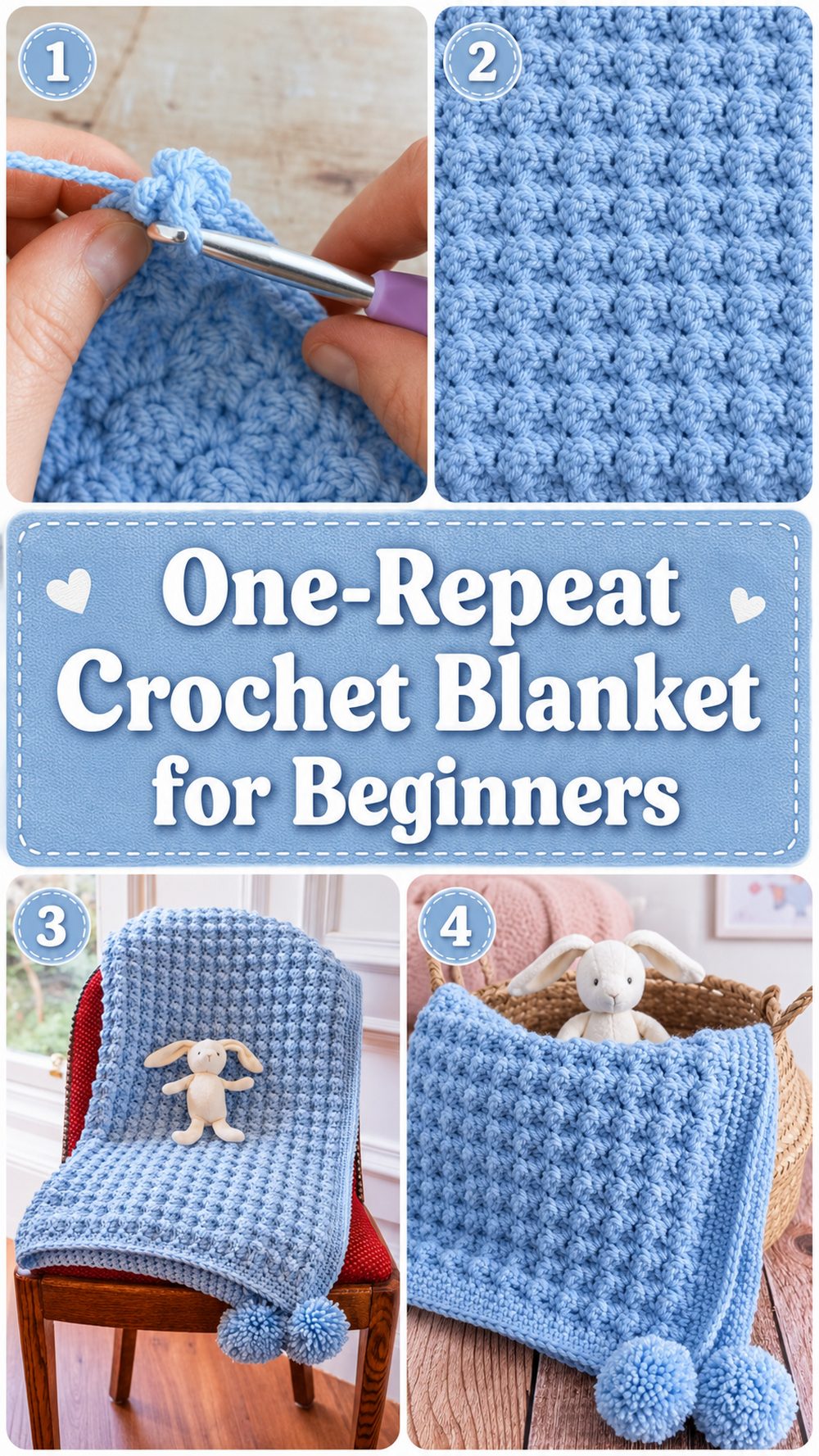 One Repeat Crochet Blanket for Beginners