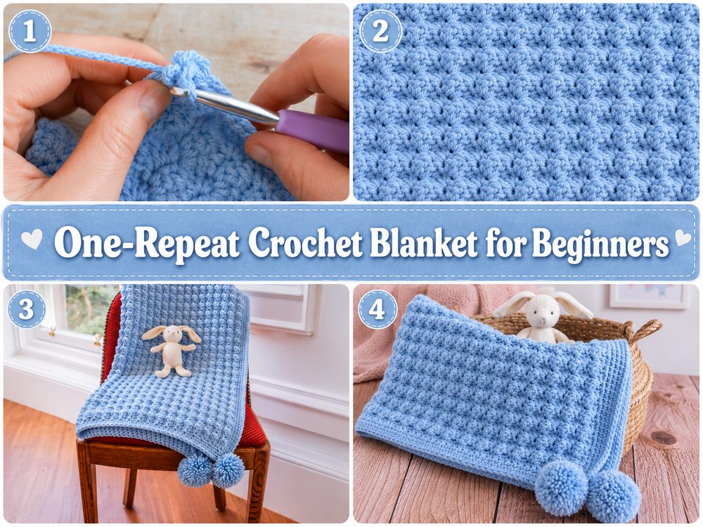 One Repeat Crochet Blanket for Beginners