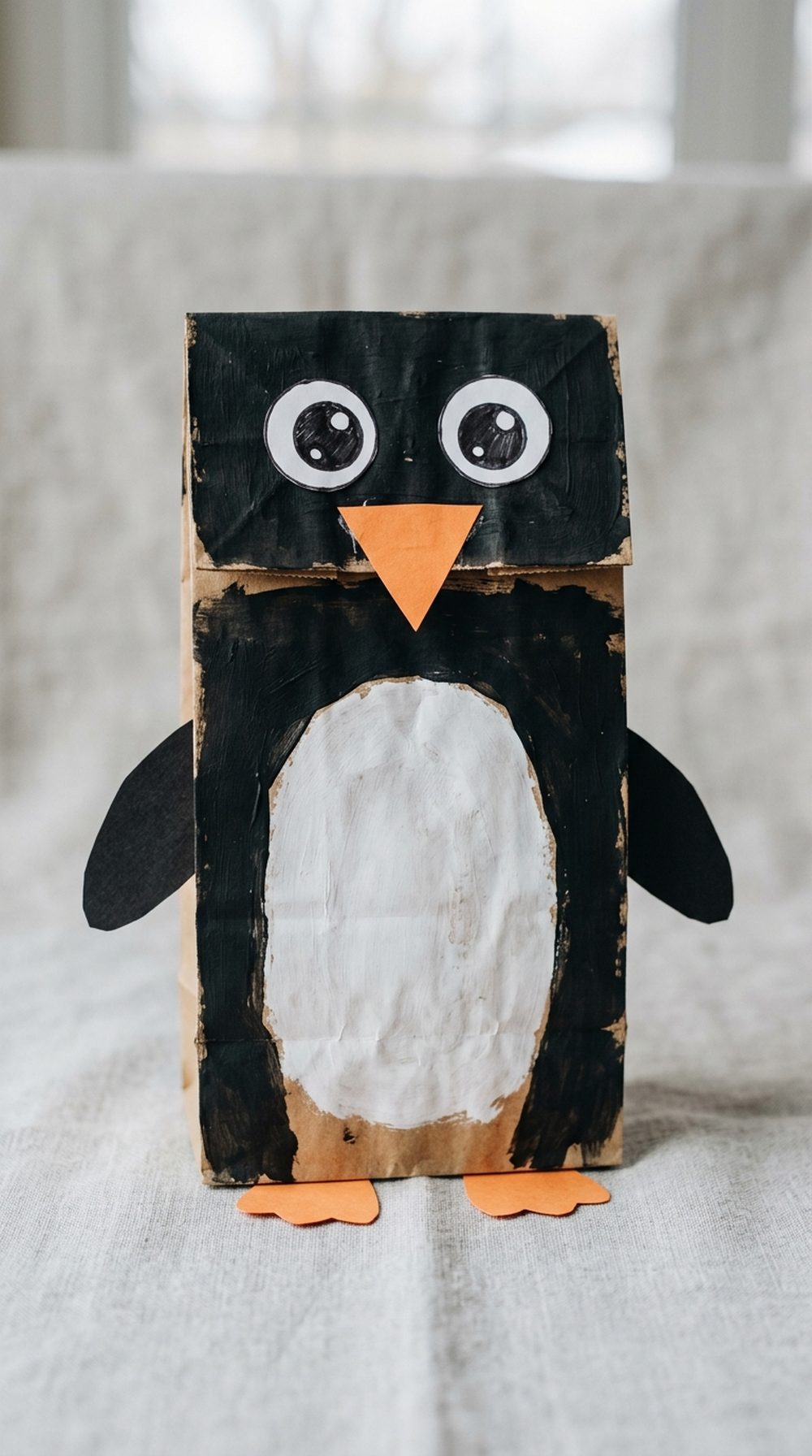 Paper Bag Penguin Puppet
