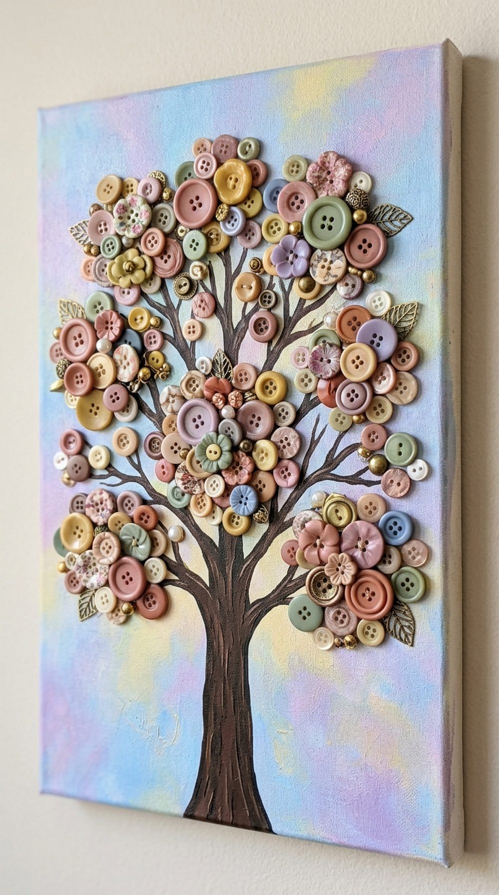 Pastel Spray Background Button Tree Canvas