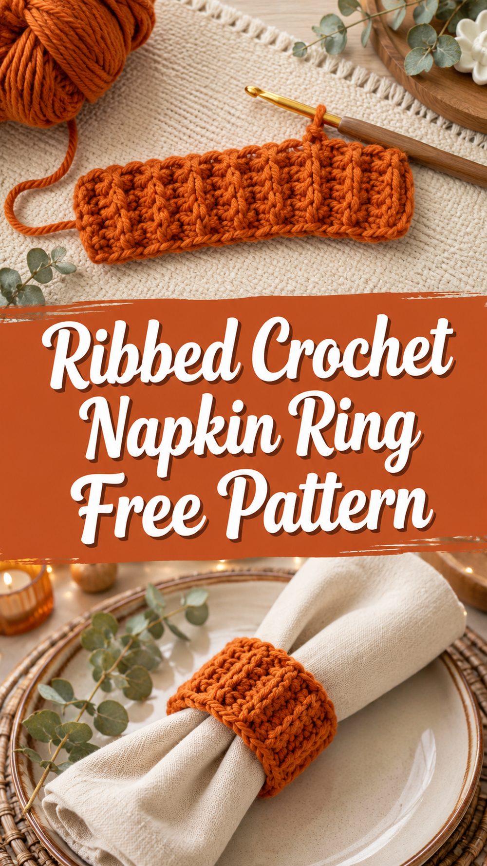 Ribbed Crochet Napkin Ring Free Pattern