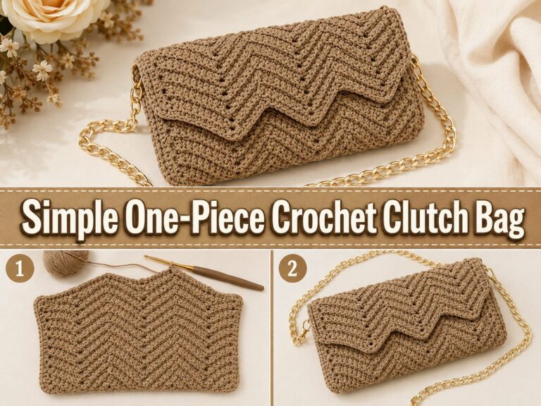 Simple One Piece Crochet Clutch Bag s