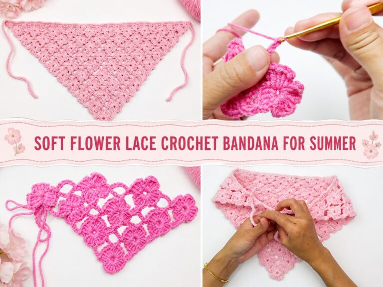 Soft Flower Lace Crochet Bandana for Summer