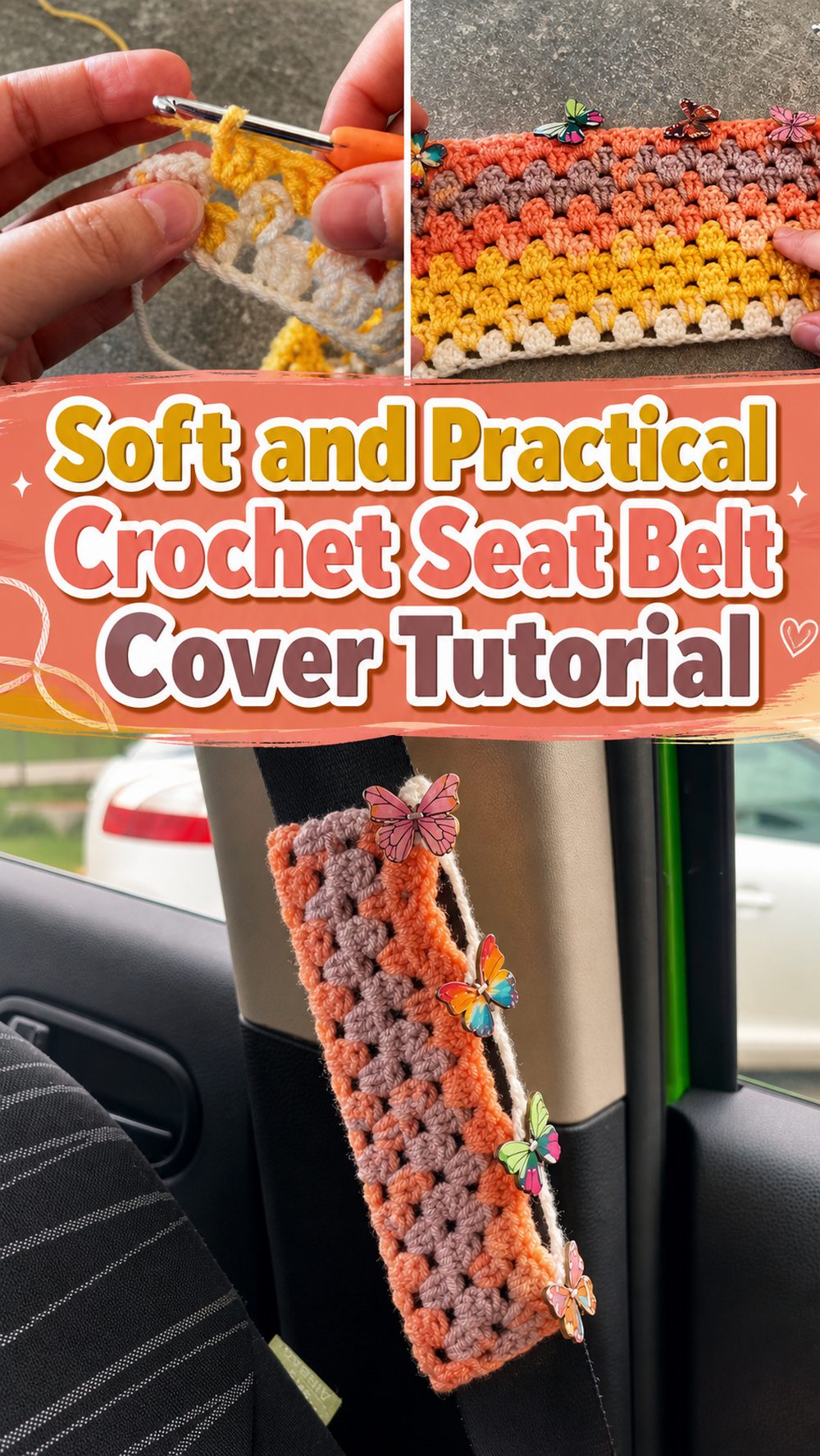 Soft and Practical Crochet Seat Belt Cover Tutorial