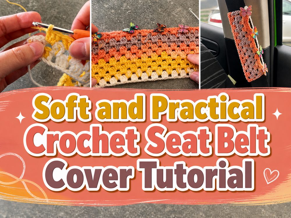 Soft and Practical Crochet Seat Belt Cover Tutorial