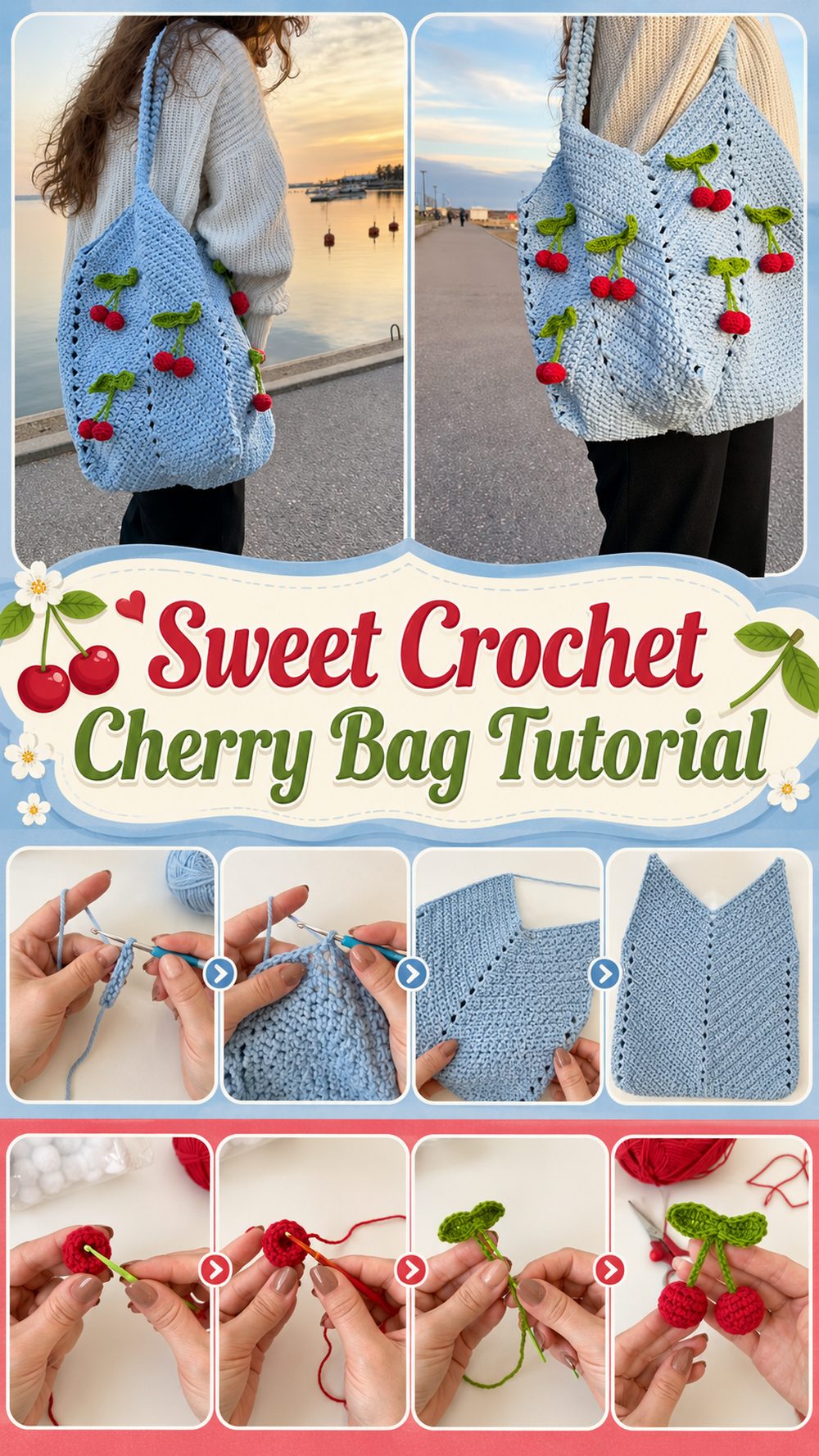 Sweet Crochet Cherry Bag Tutorial