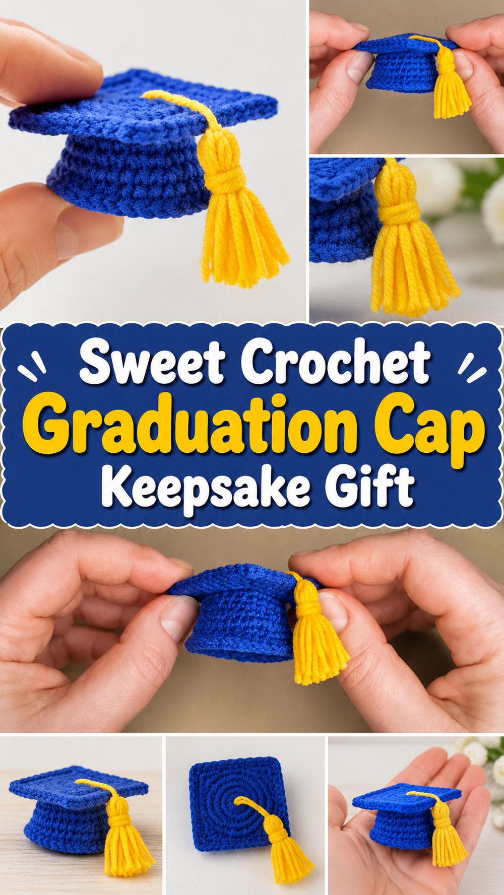 Sweet Crochet Graduation Cap Keepsake Gift