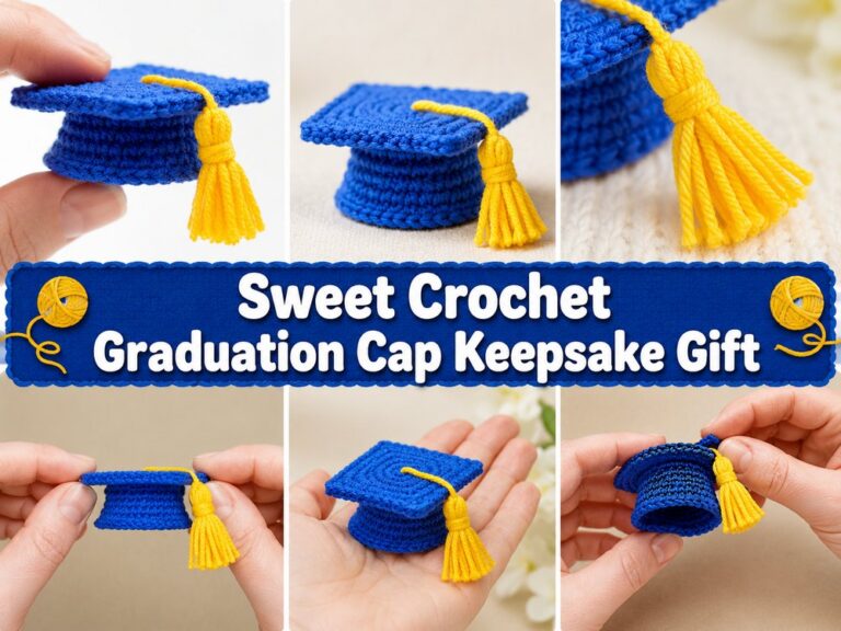 Sweet Crochet Graduation Cap Keepsake Gift