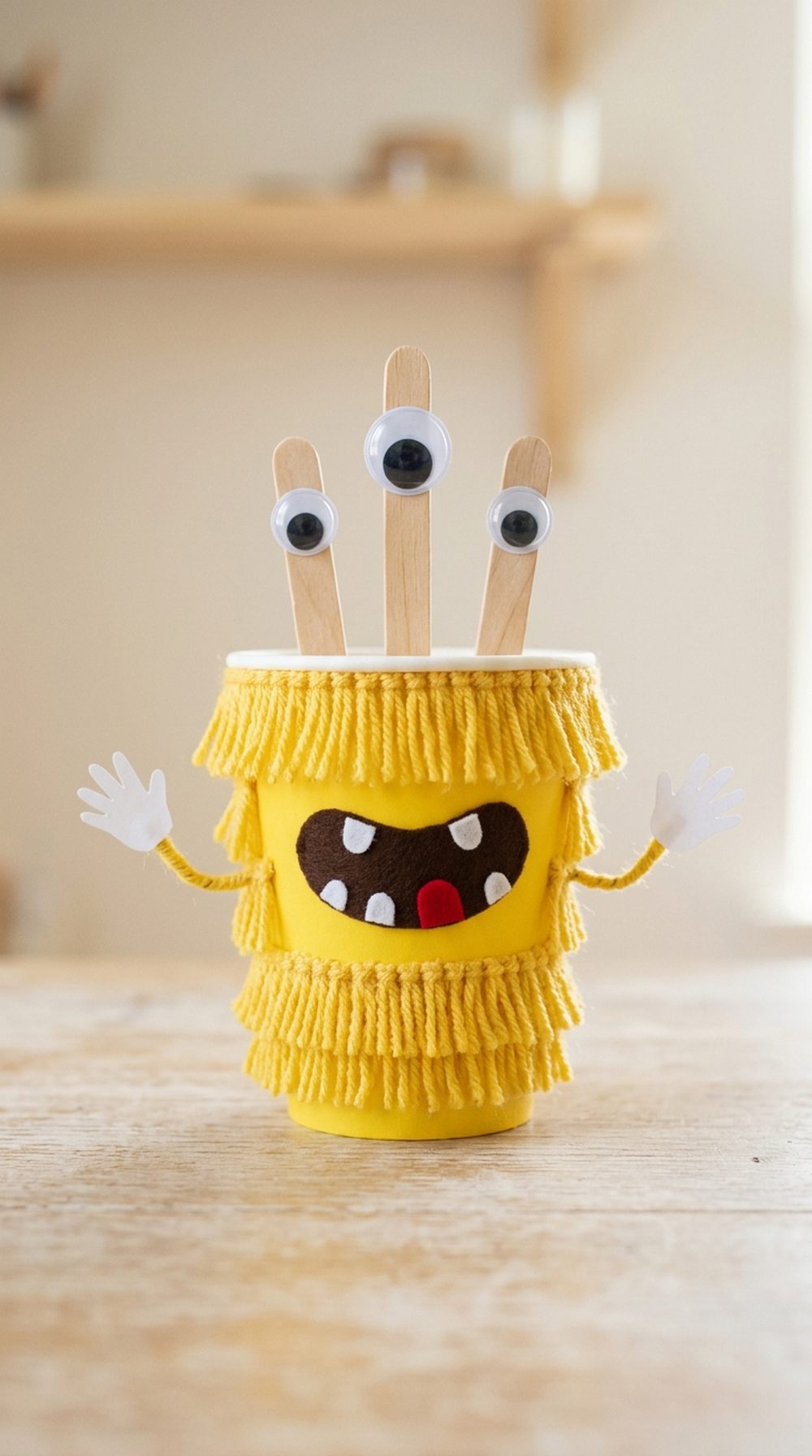 Three Eyed Yarn Monster Puppet