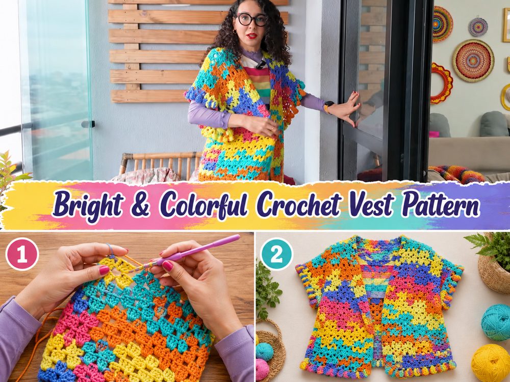 Bright & Colorful Crochet Vest Pattern x