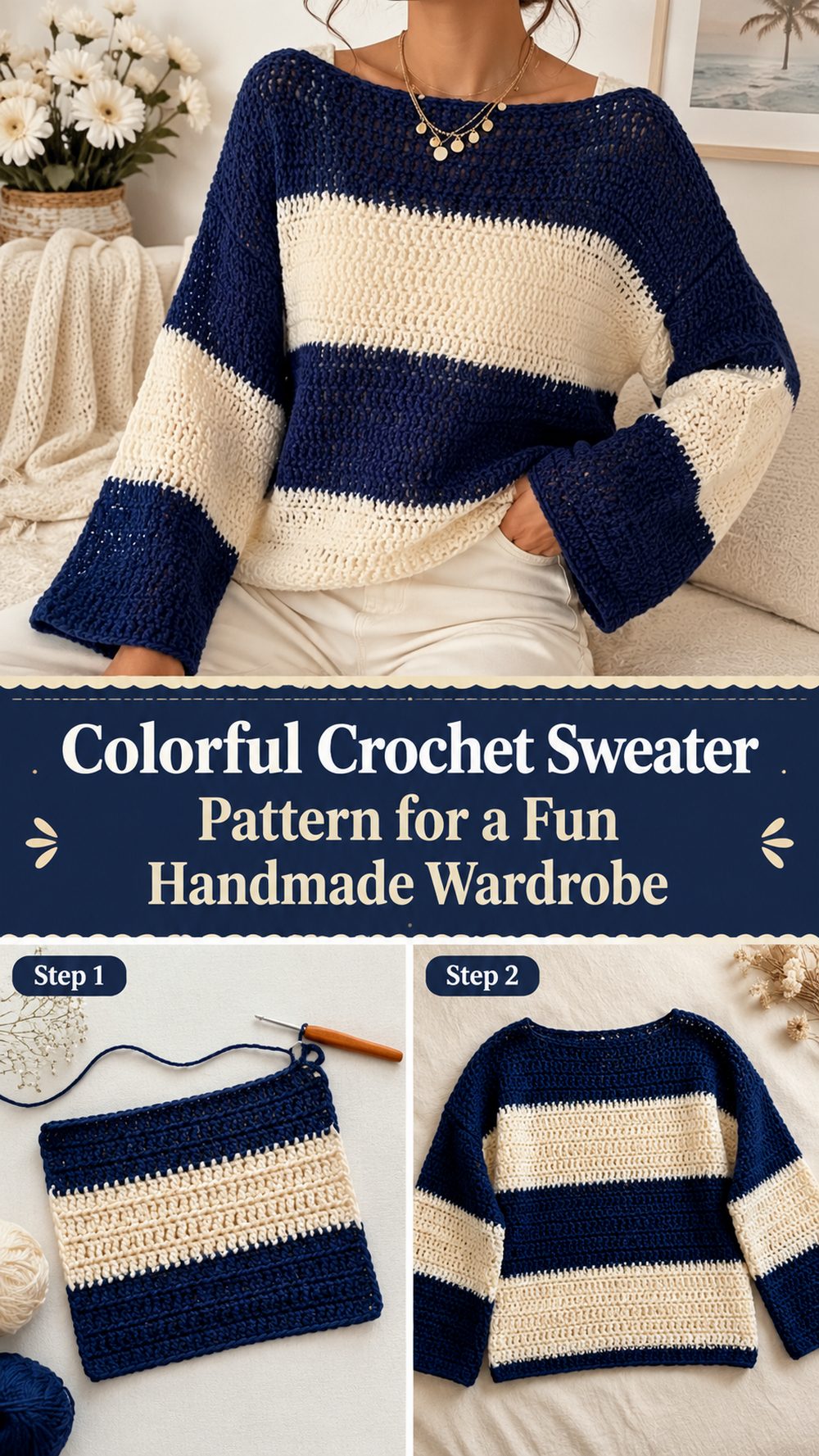 Colorful Crochet Sweater Pattern for a Fun Handmade Wardrobe