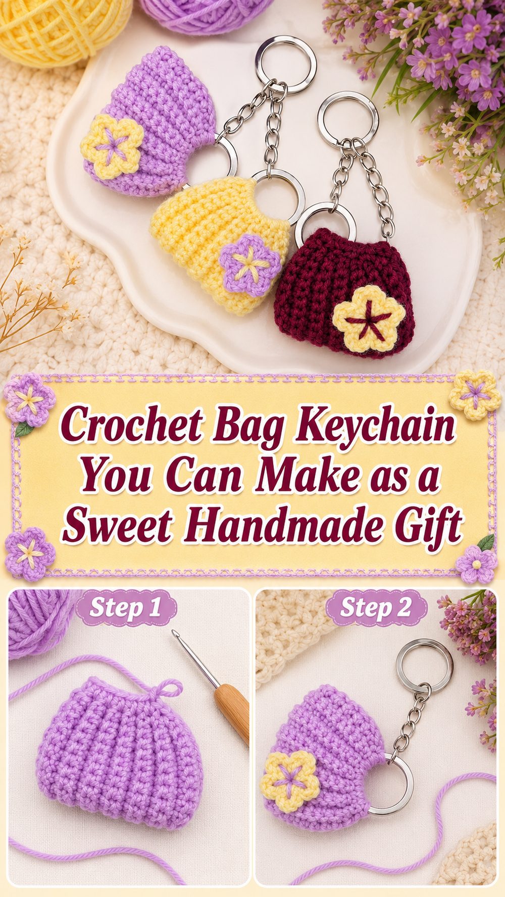 Crochet Bag Keychain You Can Make as a Sweet Handmade Gift