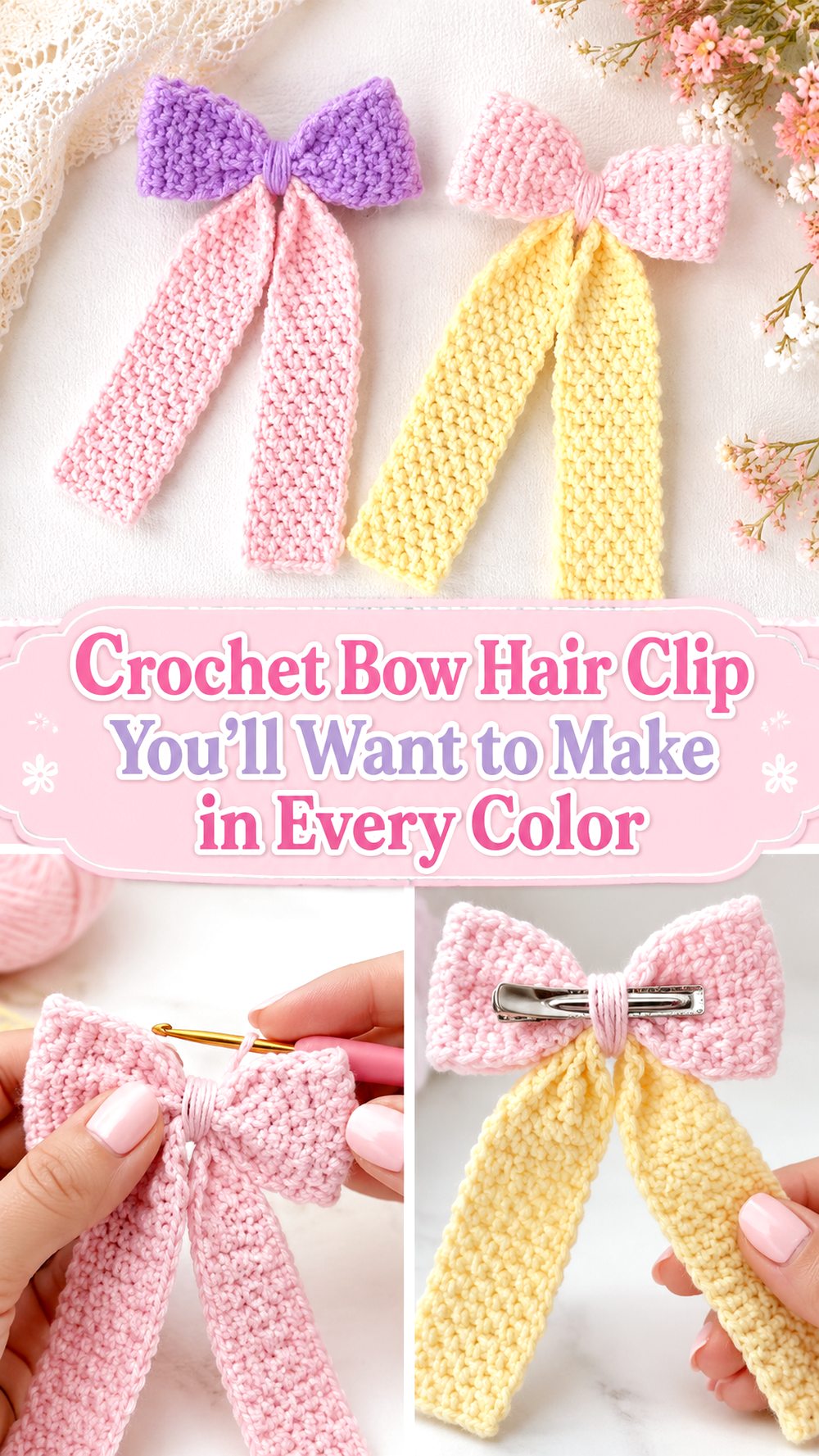 Crochet Bow Hair Clip You’ll Want to Make in Every Color