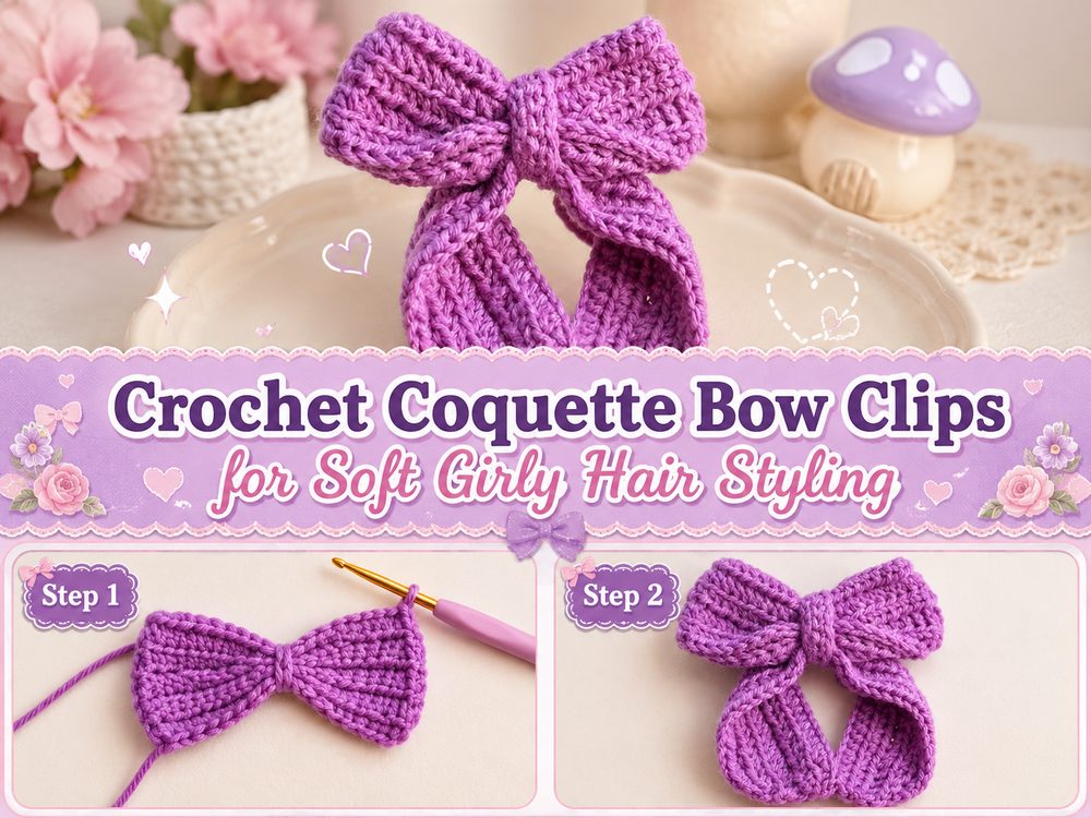 Crochet Coquette Bow Clips for Soft Girly Hair Styling d