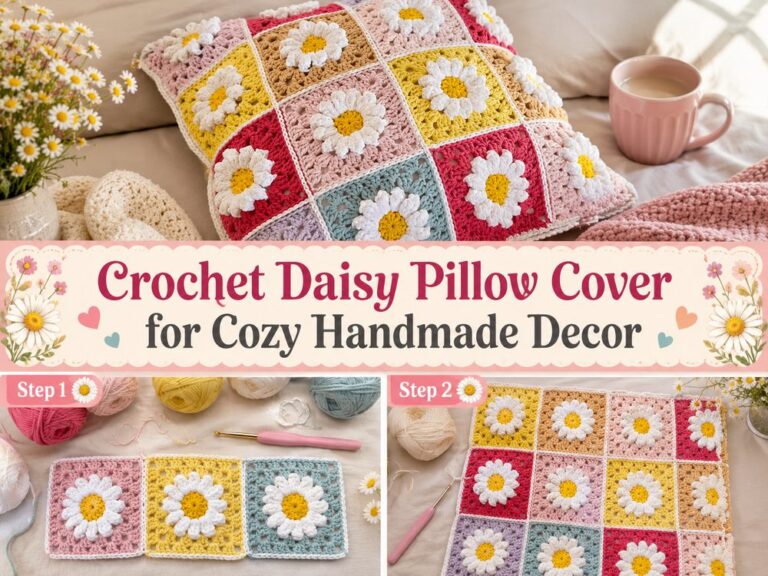 Crochet Daisy Pillow Cover for Cozy Handmade Decor s