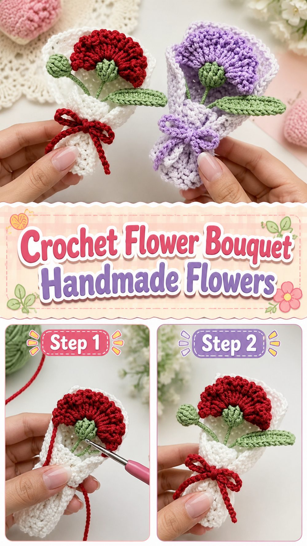 Crochet Flower Bouquet Handmade Flowers