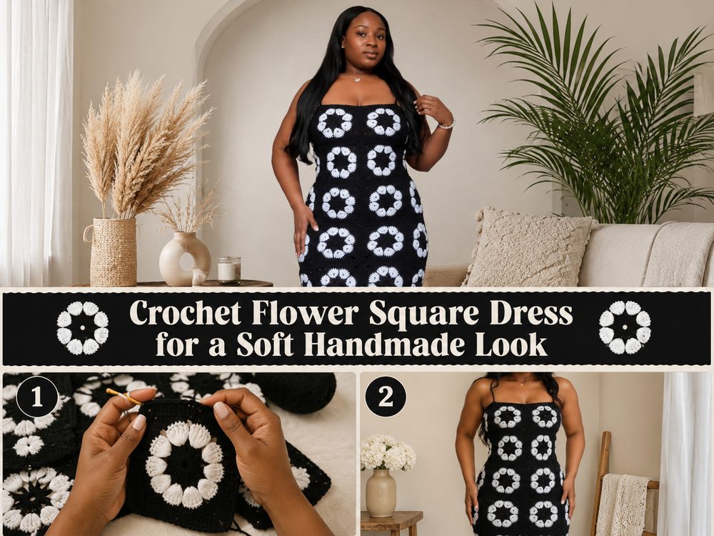 Crochet Flower Square Dress for a Soft Handmade Look s
