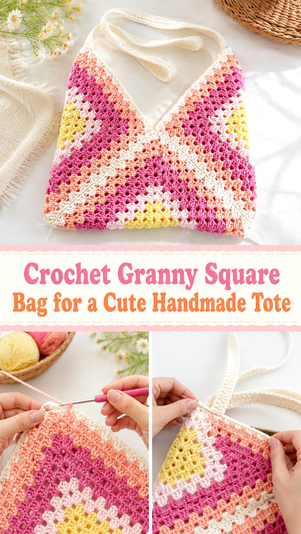 Crochet Granny Square Bag for a Cute Handmade Tote