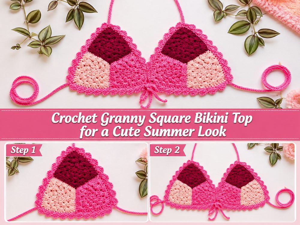 Crochet Granny Square Bikini Top for a Cute Summer Look s