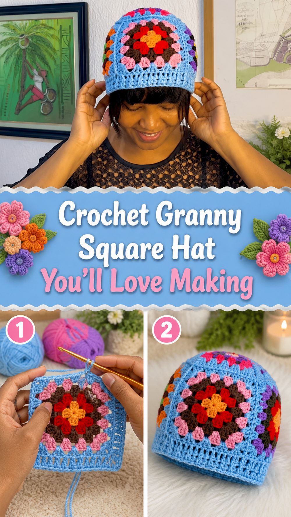 Crochet Granny Square Hat You’ll Love Making