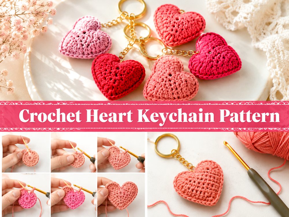 Crochet Heart Keychain Pattern s