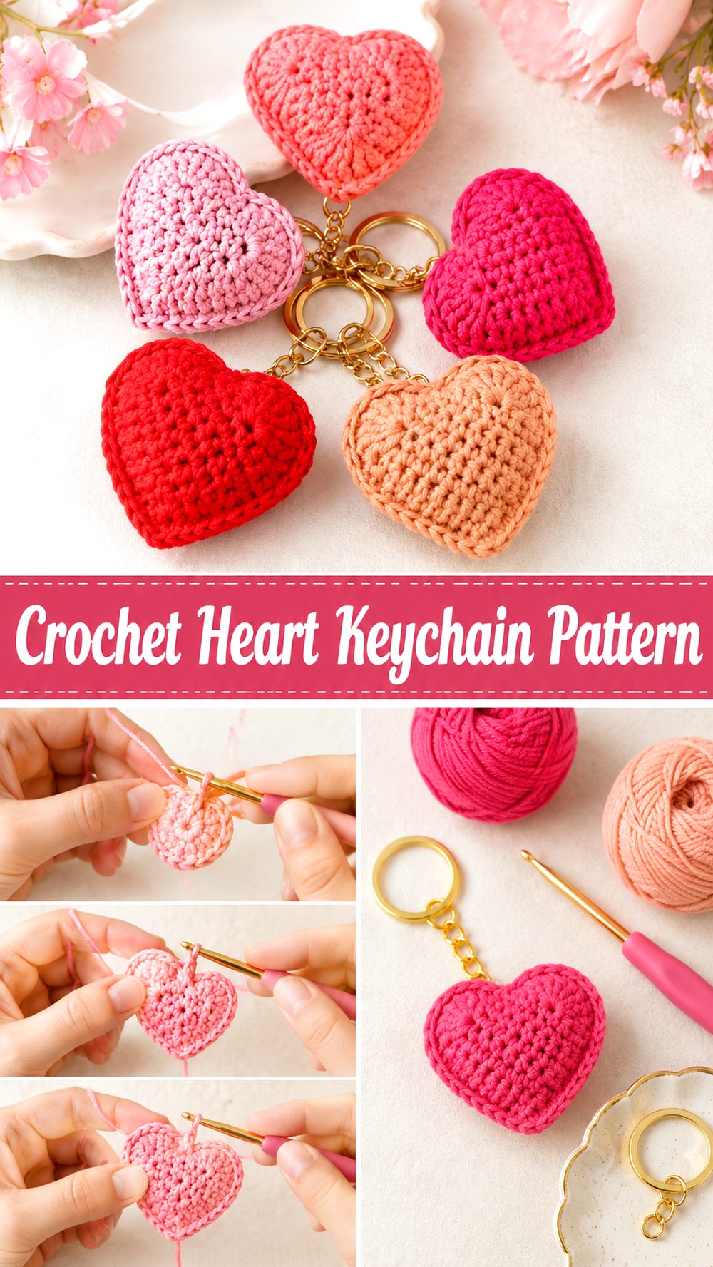 Crochet Heart Keychain Pattern