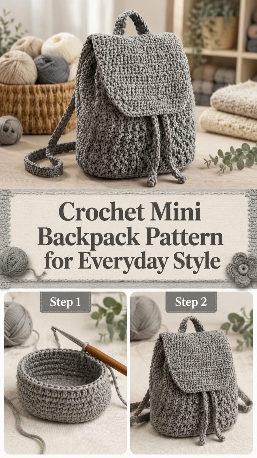 Crochet Mini Backpack Pattern for Everyday Style - Katy Craft Ideas