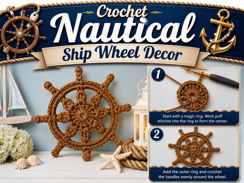 Crochet Nautical Ship Wheel Decor