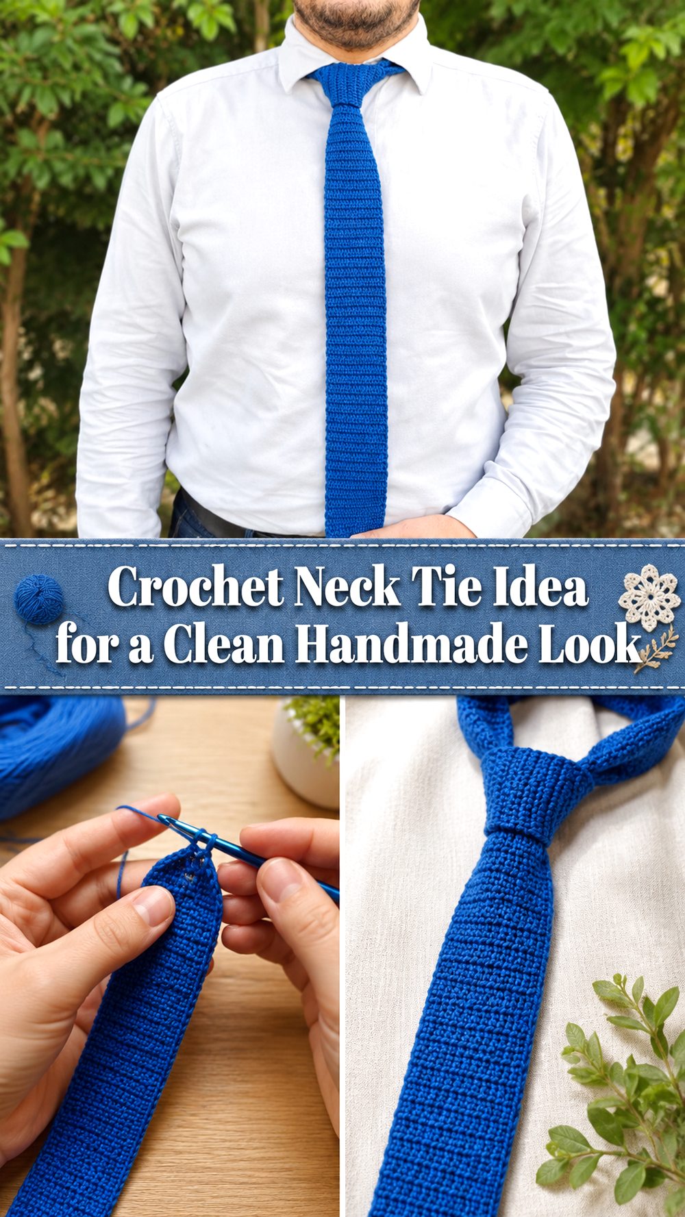 Crochet Neck Tie Idea for a Clean Handmade Look