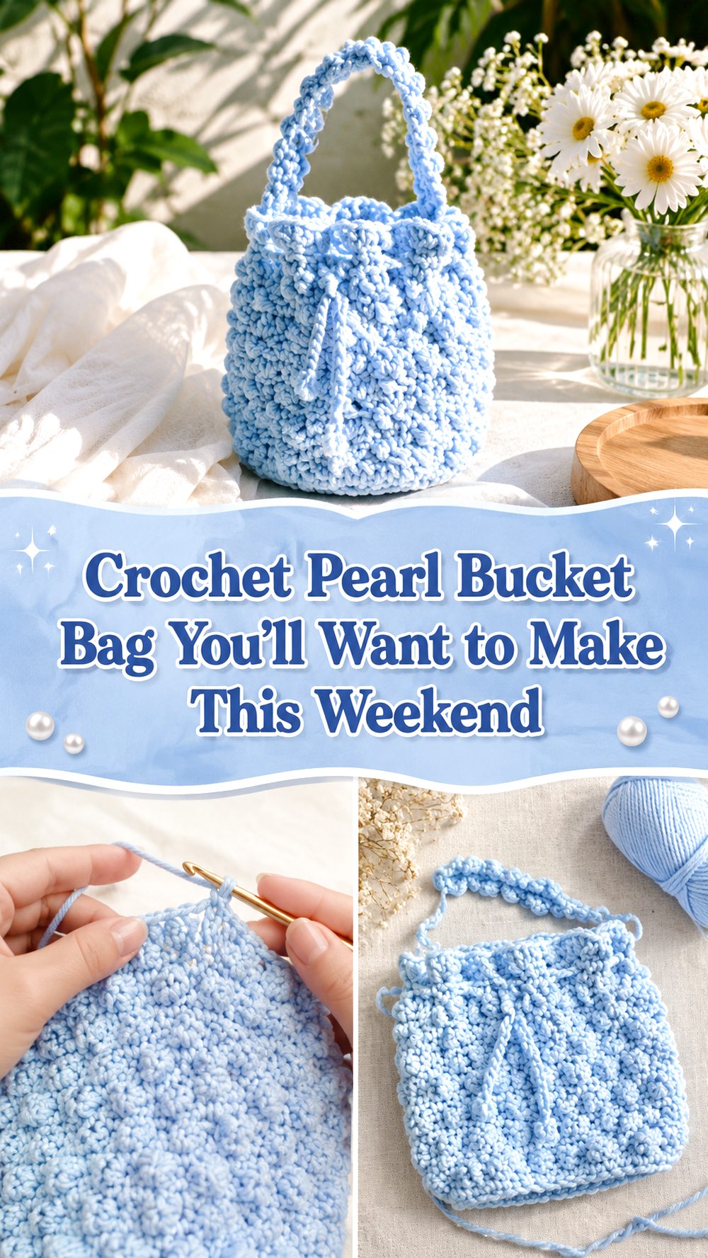 Crochet Pearl Bucket Bag You’ll Want to Make This Weekend