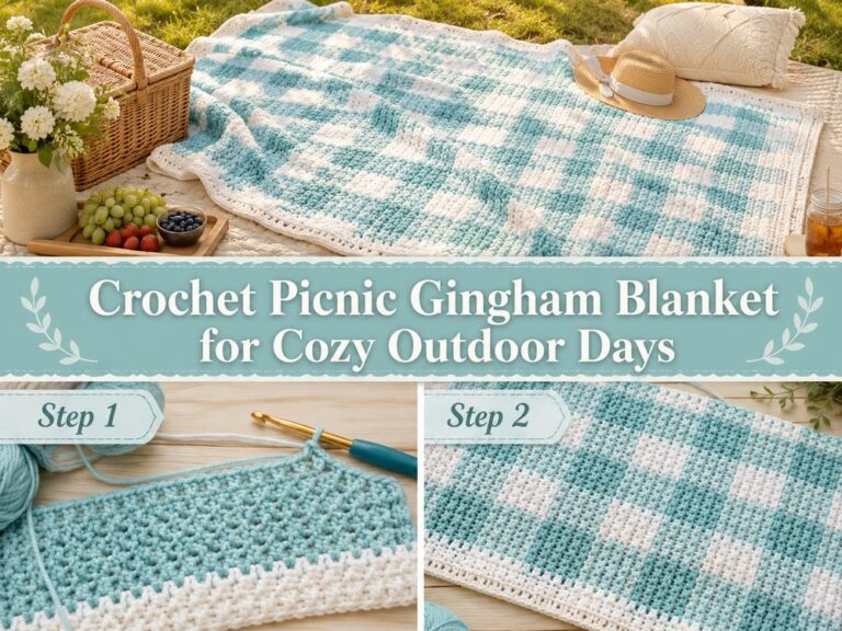 Crochet Picnic Gingham Blanket for Cozy Outdoor Days s