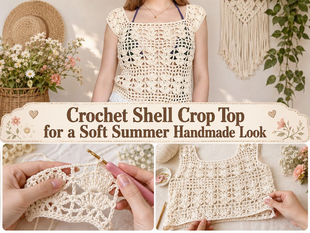 Crochet Shell Crop Top for a Soft Summer Handmade Look d
