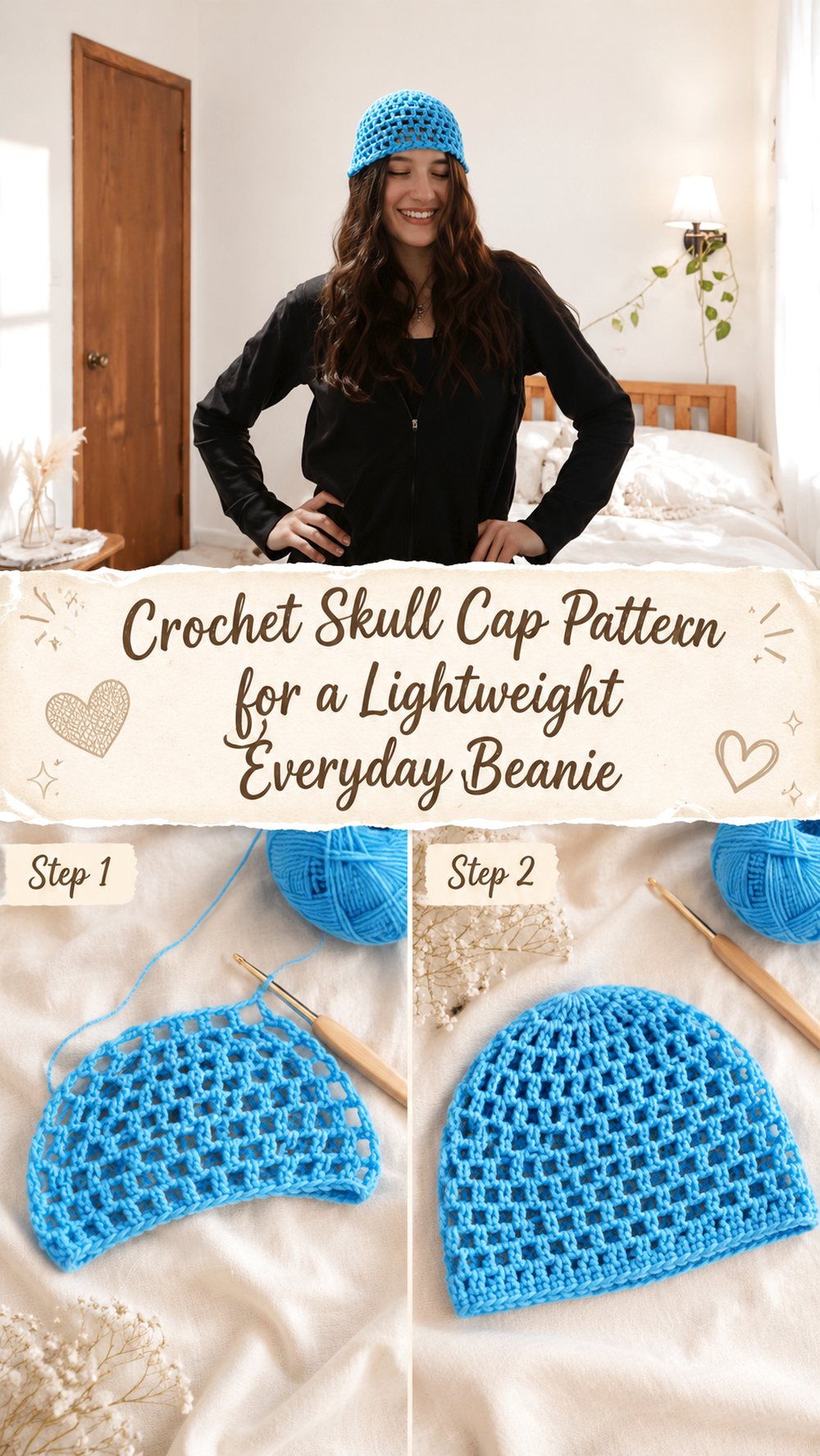 Crochet Skull Cap Pattern for a Lightweight Everyday Beanie