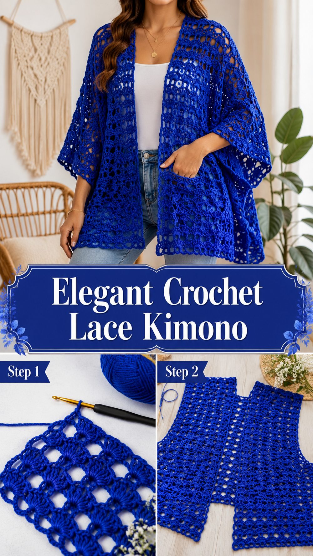 Elegant Crochet Lace Kimono
