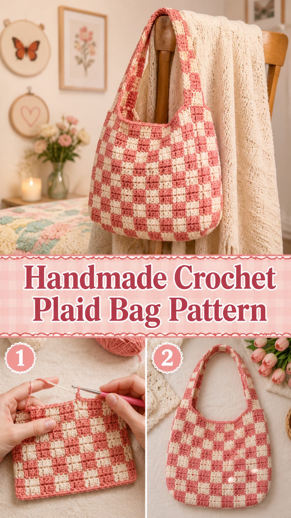 Handmade Crochet Plaid Bag Pattern