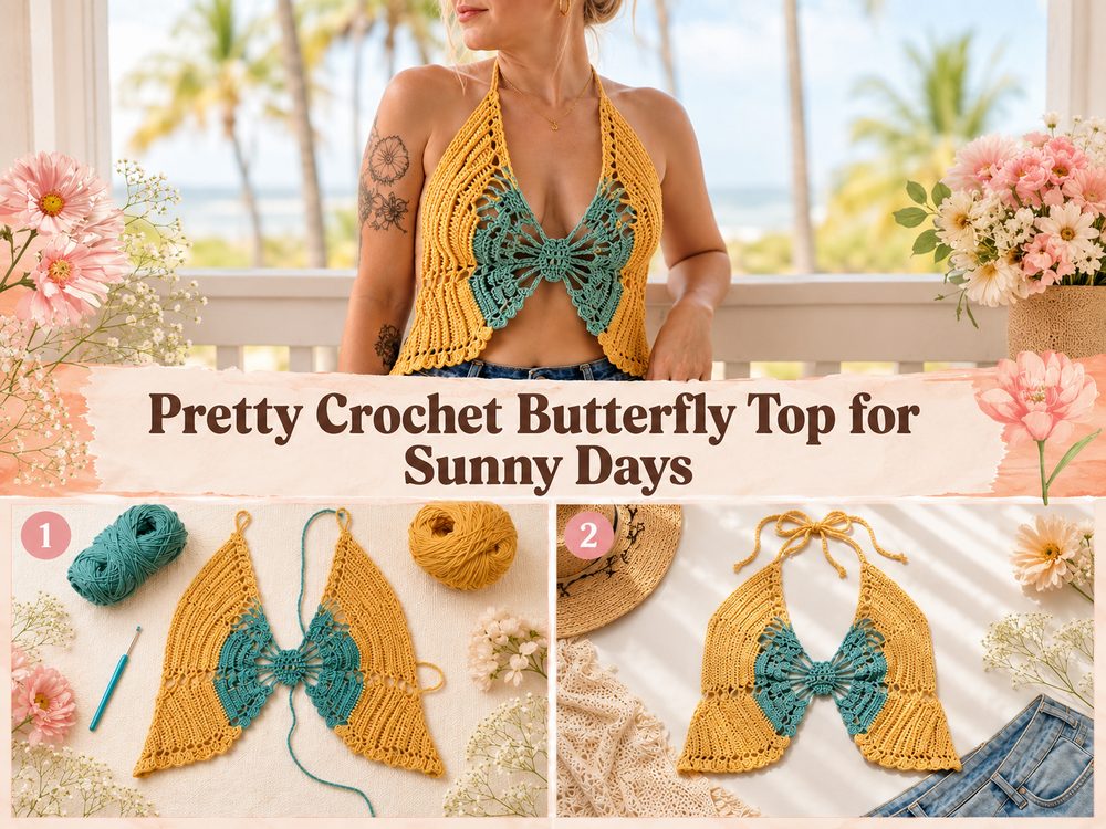 Pretty Crochet Butterfly Top for Sunny Days s