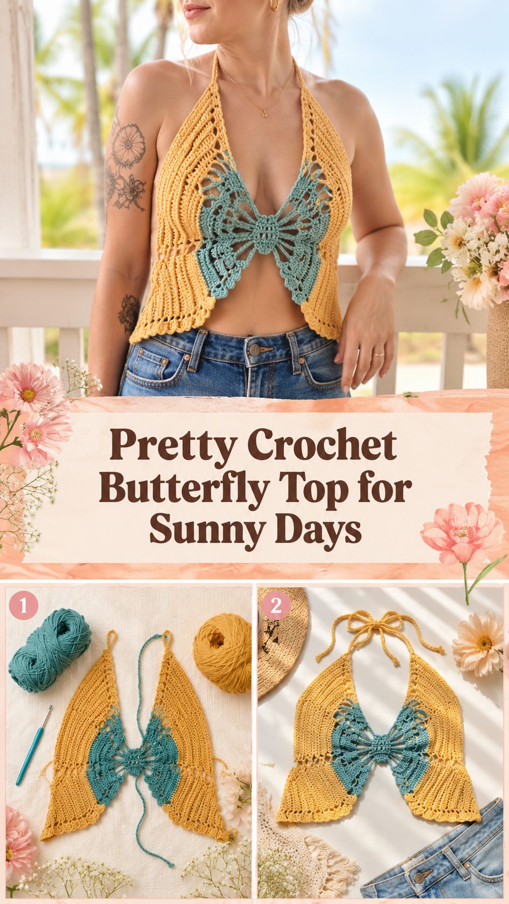 Pretty Crochet Butterfly Top for Sunny Days