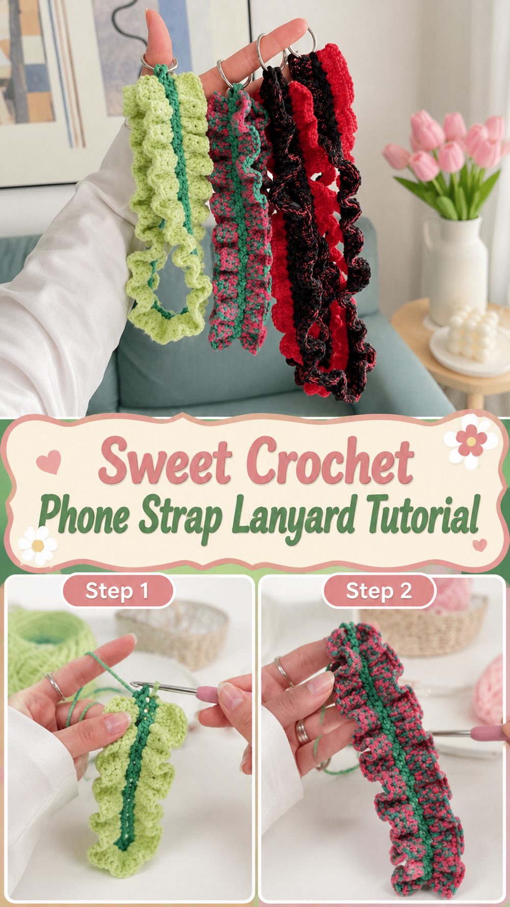 Sweet Crochet Phone Strap Lanyard Tutorial
