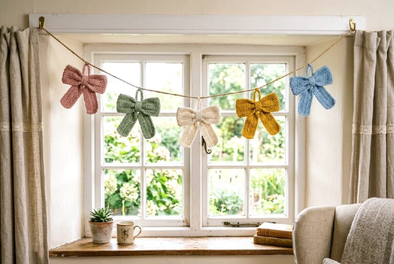 Crochet Bow Curtain Garland