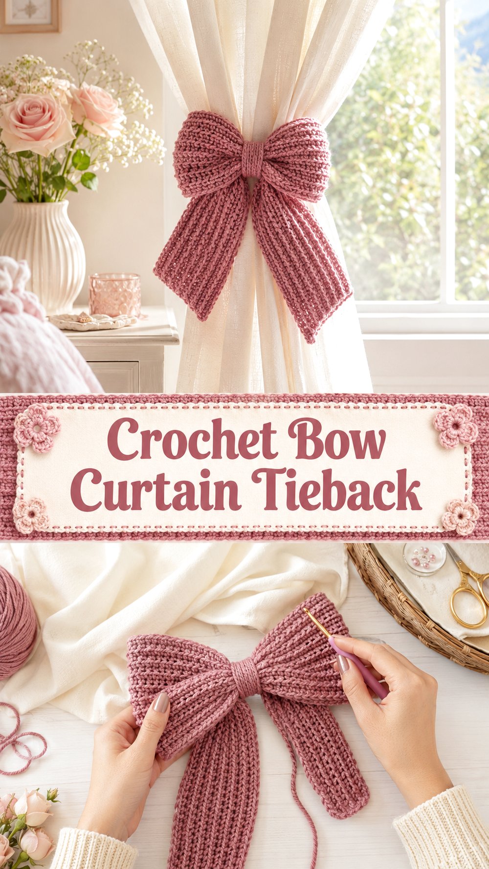 Crochet Bow Curtain Tieback
